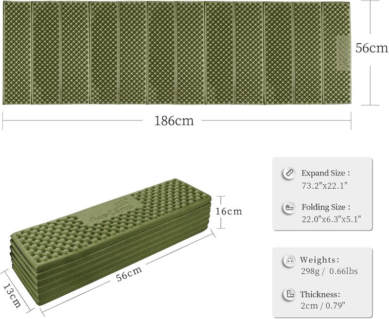 Ace Camp Portable Foam Sleeping Pad, Full Length Accordion Sleeping Mat for Camping & Hiking, Lightweight, Soft & Compact Cushion for Sleeping Bag, Comfort, Tent, Rocky Terrain - Image 2
